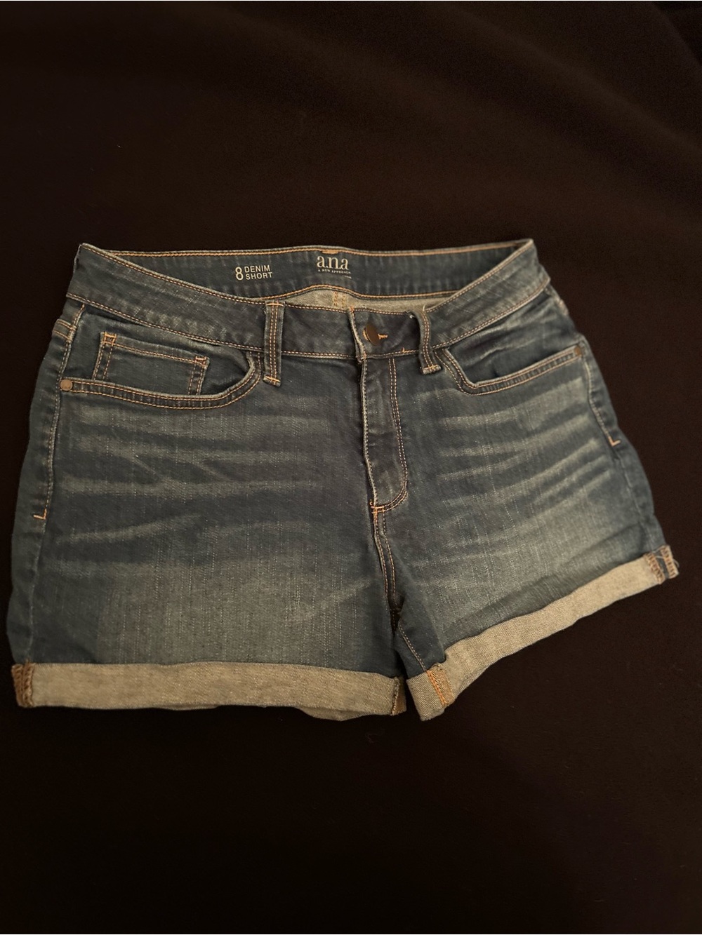 a.n.a Washed Blue Denim Roll-Cuff Shorts